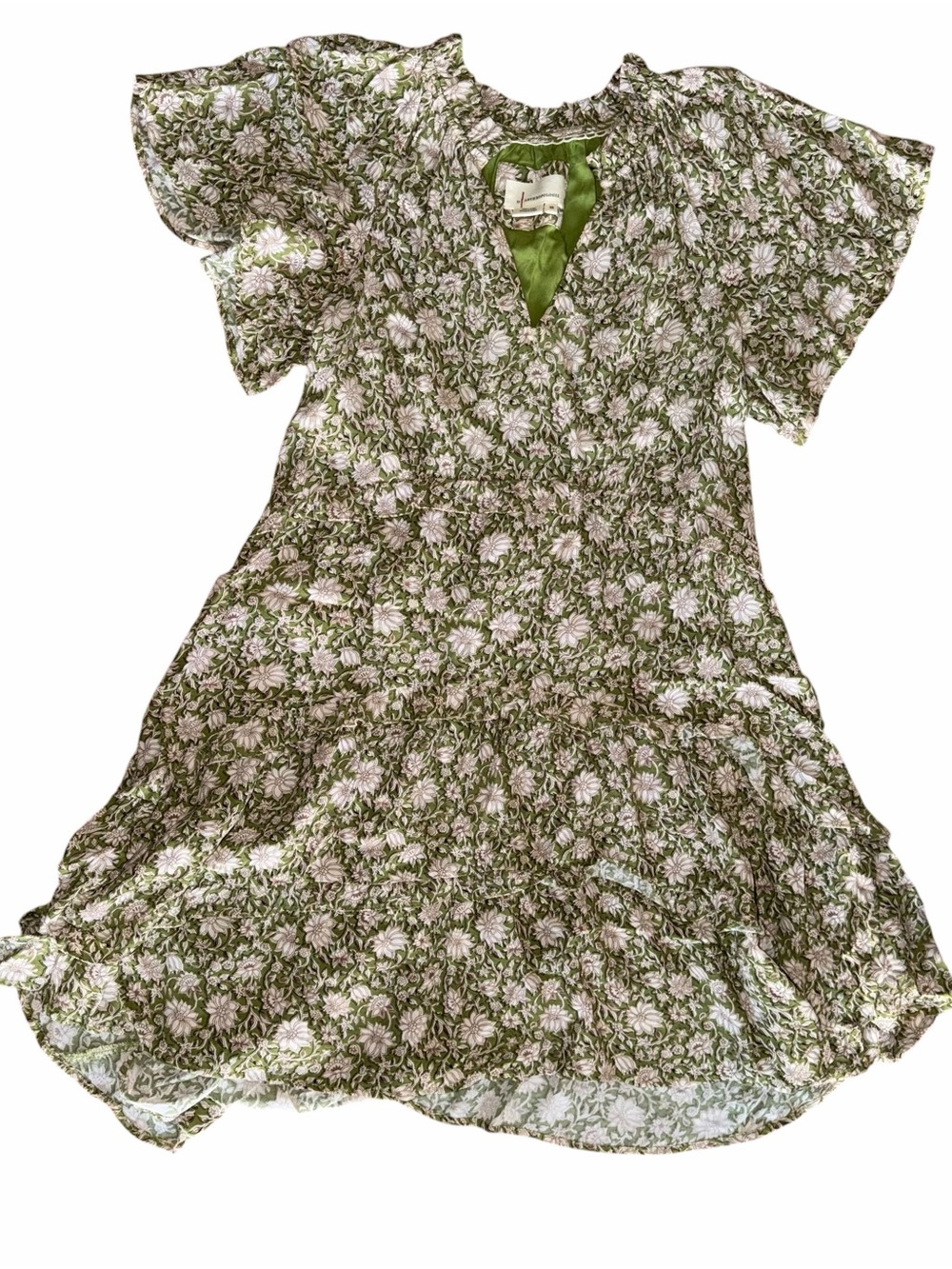 by Anthropologie Robin Tiered Mini Dress in Moss Floral Women’s XS - Picture 5 of 8
